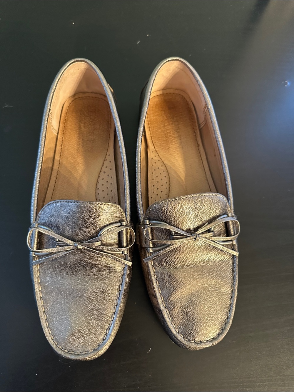 Lauren Ralph Lauren Metallic Bronze Bow Loafers